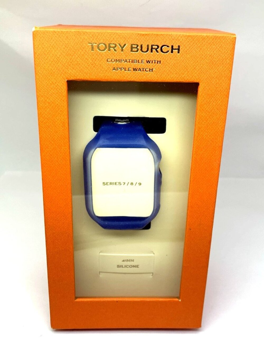 Tory Burch Apple Watch Band 41mm Blue Silicone Strap The T Monogram TBS0118